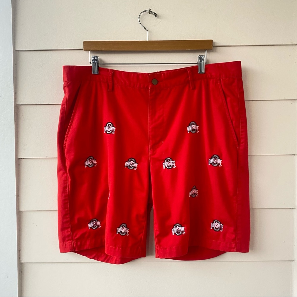 FANPANTS • RARE Ohio State Embroidered Golf Shorts size 38 Red/ White